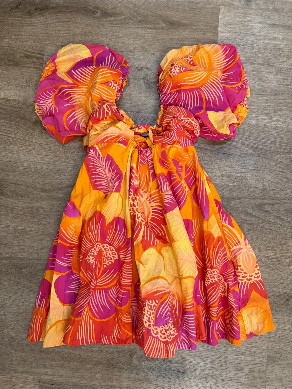 FARM Rio Pink & Orange Summer Garden Mini Dress